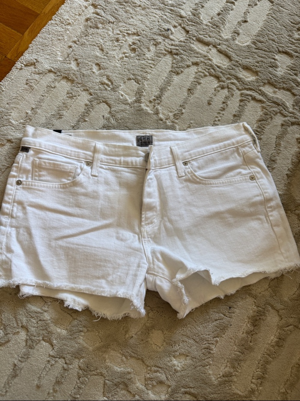 Citizens Of Humanity White Frayed Denim Shorts